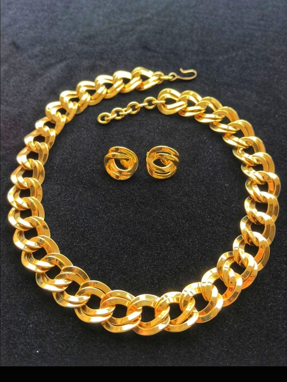 Monet Vintage Gold-Tone Chunky Chain Necklace & Stud Earring Set